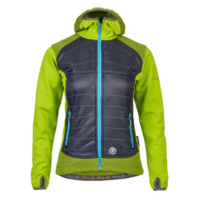 Kurtka polarowa damska Milo DEVE LADY lime green/dark grey